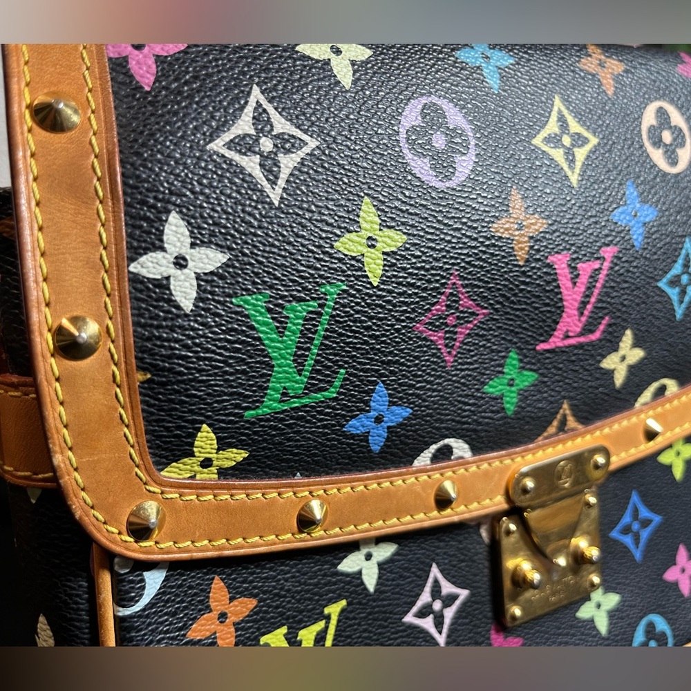 ✨Louis Vuitton✨ Vintage Limited Edition LV Murakami Sologne Saddle Bag Black EUC - Picture 4 of 16